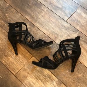 FINAL SALE Black Strappy Heels velvet